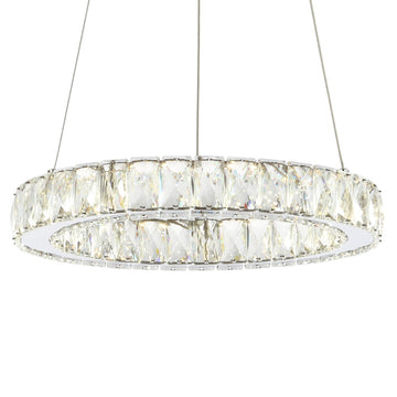Reese 15.7" Adjustable Integrated LED Metal/Crystal Pendant Pendant - JONATHAN Y